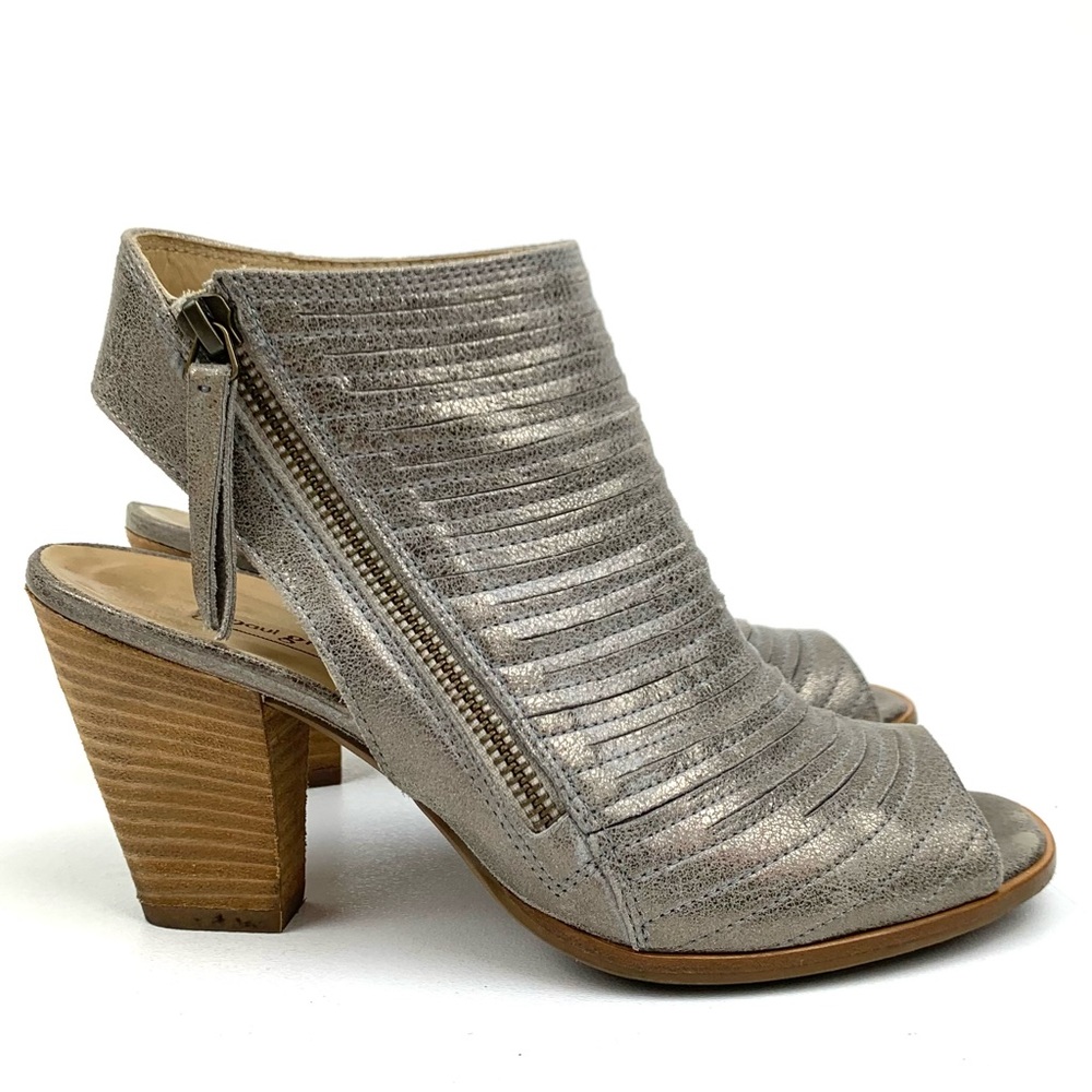 Paul Green Cayanne Bootie Sandals Woven Peep Toe Metallic Leather Comfort US 7.5 - Picture 2 of 8